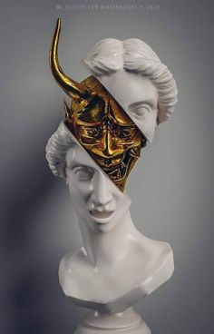 oliver marinkoski hd, art, sculpture, veil, statue, portrait, one, man, woman, adult, religion, metalwork, gold, marble, face Deep Art, Masks Art, Mythological Creatures, Surreal Art, Art Sculpture, Dark Fantasy Art, In 3d, Dark Art