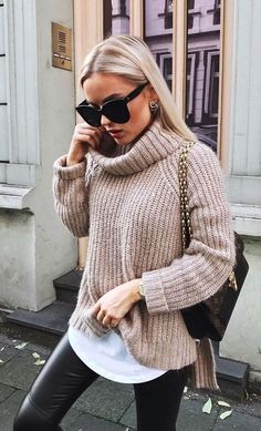 Yoga Outfits, Black Leather Pants, Trendy Fall Outfits, Winter Trends, Outfits Winter, Inspired Outfits, Autumn Outfit, Looks Style, Looks Vintage