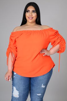 Orange bardot top Runs slightly large Model is wearing XL Bardot Top, No Closure, Plus Size Beauty, Plus Size Models, Stretch Top, Women Outfits, Casual Clothes, Running Tops, Curvy Outfits