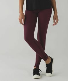 Lululemon Women's High Waist Cotton Leggings Maroon Pinstripe Size 2 Style #: LW5J68S We created these pants to be a no-fuss tight for all kinds of sweaty business. Made of soft Practice Cotton with a second-skin fit, they give you room to movewhether you're doing backbends or box jumps. Key features four-way stretch Practice Cotton is soft against your skin added LYCRA® fibre bends with you and stays in great shape the wide, smooth waistband is designed to eliminate muffin top tuck your key or Box Jumps, Running Shorts Women, Yoga Activewear, Cotton Leggings, Active Wear Pants, Lululemon Women, Performance Outfit, Workout Wear, Running Shorts