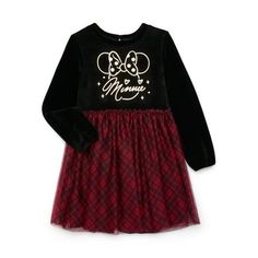 This Minnie Mouse Mixed Media Tulle Skirt Dress for girls is an adorable and stylish outfit for young Disney fans. This dress features a cozy long-sleeve top with a cute Minnie Mouse graphic, paired with a playful layered tulle skirt. Perfect for parties, playdates, or everyday wear, it adds a touch of Minnie Mouse magic and elegance to her wardrobe. Size: 7/8.  Color: Black.  Gender: female.  Age Group: kids. Black Minnie Mouse Crew Neck Top, Casual Long Sleeve Minnie Mouse Hoodie, Minnie Costume, Cute Minnie Mouse Long Sleeve T-shirt, Cheap Playful Minnie Mouse T-shirt, Tulle Skirt Dress, Mixed Media Dress, Cheap Women's Minnie Mouse T-shirt, Minnie Mouse Girl