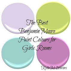 four different colored paint colors for girls'rooms, with the words best beginnings moore on them