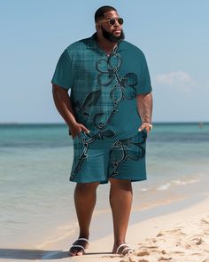 Plus Size L-9XL Hawaiian Shirt Shorts Set is a stylish outfit for summer. It consists of a Hawaiian-style short-sleeve shirt and comfortable shorts for men looking for on-trend and casual styles.This set is characterized by its loose fit and comfortable fabric. It's made from lightweight cotton fabric that's extremely breathable and sweat-wicking to keep you cool and comfortable on hot days. The design of the shirt is inspired by the traditions and scenery of Hawaii, with bright colors and unique prints, adding a touch of lively and bright colors to the whole set.The shirt has a loose fit to suit all shapes and sizes. It has a variety of sizes to choose from, from L to 9XL, which can meet the needs of customers of different sizes. The shorts feature a minimalist design with a comfortable, Outfit For Summer, Dog Suit, Comfortable Shorts, Casual Styles, Man Set, Unique Prints, Shorts For Men, Stylish Outfit, Holiday Style