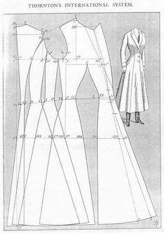 the front and back view of a women's coat pattern, with measurements for it