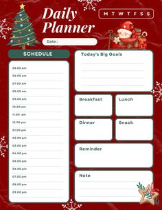 a daily planner with santa clause on it