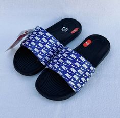 🔥Sale🔥NEW Nike Men’s Victori One Sport Slide Sandals Flops Slippers Shoes 100% authentic Nike Brand new with tags ( ship without box) US Size available: 8 to 15 Those are unisex sandals, please see size chart for women’s sizes reference Width: Medium ( If you are half size, or wear socks, please order one size larger) Color: Blue Upper with White Logo, Black Bottoms Model# CN9678-401 ❣️Ship WITHOUT box to save you shipping cost ❣️If you need ship with Nike Box, please let us know before purcha Unisex Sandals, Nike Box, Nike Slides, Mens Shoes Sandals, Men Sandals, Mens Slides, Slippers Shoes, Nike Brand, Slides Sandals