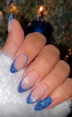 Blue Christmas Nails, Blue Nail Designs, Thanksgiving Nails, Winter Nail Designs