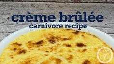 the cover of creme brulee is shown on a wooden background with text