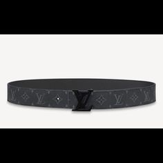 Lv Initiales 40mm Matte Black Belt 95 X 40 Cm (Length X Width ) Width: 1.6 Inches/4 Cm Black Monogram Eclipse Canvas Calf Leather Lining Lv Initiales Buckle White Louis Vuitton, Blue Belt, Louis Vuitton Belt, Accessories Brand, Louis Vuitton Accessories, Reversible Belt, Lv Belt, Louis Vuitton Men, Accessories Branding