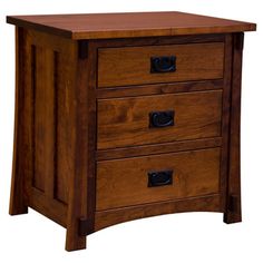 a wooden cabinet with three drawers on one side and an open drawer on the other