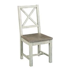 a white chair with a wooden seat