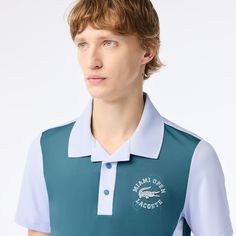 This color-block jersey polo is perfect for training or match days. Created for the Miami Open, in stretch fabric with Ultra-Dry and anti-UV technology. A sporting wardrobe essential. Sporty Polo Shirt For Golf, Sporty Moisture-wicking Polo Shirt For Sports, Sporty Polo Shirt For Sports Events, Sporty Collared Polo Shirt For Sports Events, Green Sporty Polo Shirt For Sports Events, Sporty Polo Shirt For Sports Season, Sporty Green Polo Shirt For Sports Events, Fitted Sporty Polo Shirt For Sports Events, Sporty Team-colored Short Sleeve Polo Shirt