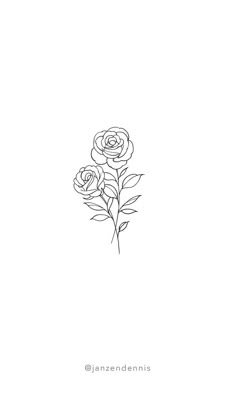 a single rose is shown in the middle of a line art drawing style, on a white background