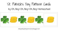 st patrick's day pattern cards with coins and shamrocks