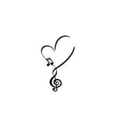 a music note with a treble in the shape of a heart