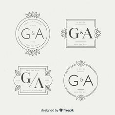 four logos with the letters g and a, including one that has leaves on it