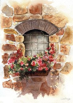 an image of a window with flowers in it