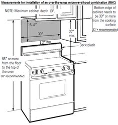 the measurements for an oven and microwave combination are shown in this diagram, with instructions