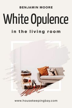 White Opulence OC-69 in the Living Room by Benjamin Moore Patterned Rugs, Colorful Artwork