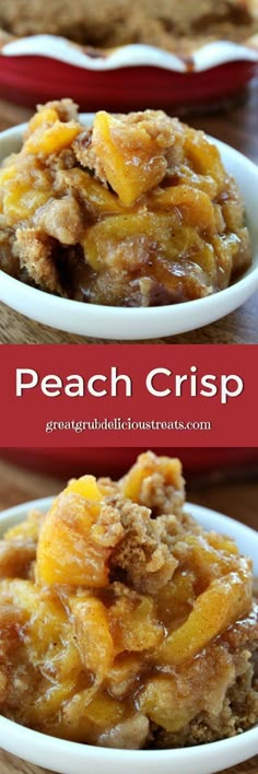 peach crisp is an easy dessert that's ready to be eaten