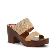 Italian Shoemakers-Rossie Sandal Slip into a summery style with the Rossie sandals from Italian Shoemakers. This pair features a double strap design, one simple and one raffia-like with a detailed emboridery. Complete with a platform design and a solid block heel to lift your look. Beige Block Heel Wedge Sandals For Spring, Beige Open Toe Heels For Summer, Adjustable Double Strap Wedge Sandals For Spring, Beige Open Heel Sandals For Spring, Casual Double Strap Spring Mules, Summer Beige Wedge Sandals With Heel Strap, Beige Heel Strap Wedge Sandals For Summer, Beige Wedge Sandals With Heel Strap For Summer, Beach Sandals With Stacked Heel And Open Toe