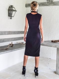 Black Midi Dress / Midi Dress / Black Dress / Black Party | Etsy Black Fitted Midi Dress With Edgy Style, Women’s Black Midi Dress, Fitted Seamless Black Midi Dress, Black Non-stretch Midi Dress, Black Non-stretch Solid Midi Dress, Black Midi Dress Bodycon, Royal Blue Maxi Dress, Black Dress Outfit Casual, Casual Boho Style