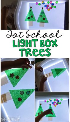 this is an easy and fun christmas craft for kids to do with the light box trees