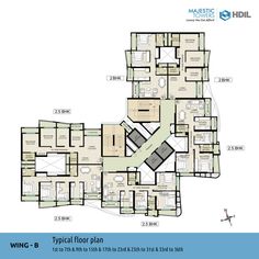 the floor plan for an apartment building with several rooms and two bathrooms, which are located in