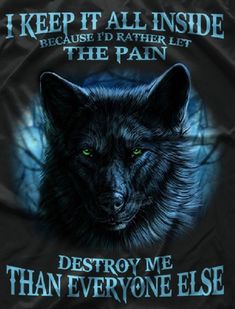 an image of a black wolf with the words destroy me than everyone else on it