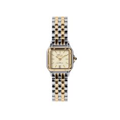 Skyline Two-Tone Ladies Watch – Timepieces International Luxury Watch Accessories With Bracelet Strap And Rectangular Dial, Luxury Retro Watch Accessories For Anniversary, Luxury Retro Watch With Rectangular Dial, Classic Gold Watch With Square Face, Classic Gold Square Watch Accessories, Timeless Gold Square Watch, Classic Square Face Watch With Metal Dial, Elegant Gold Square-faced Watch, Elegant Gold Square Face Watch