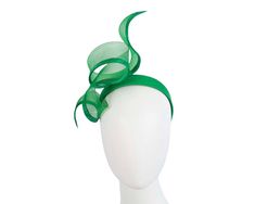 Hand-crafted in the heart of Melbourne by our skillful milliners. Sculptured twists of green crinoline on the headband. A truly unique creation by Fillies Collection to make you look great at Fashion on the Fields at next racing carnival.  Made in Australia  Posh Fillies Collection design  Comfortable headband Fitted Green Headband For Summer, Elegant Green Headpieces For Royal Ascot, Elegant Green Headband For Party, Elegant Green Hair Accessories For Kentucky Derby, Green Spring Party Hair Accessories, Elegant Fitted Green Headband, Green Headband For Spring, Green Spring Headband, Elegant Green Headband For Races