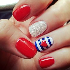 Patriotic Nail Art Nautical Nails, Patriotic Nails, Fourth Of July Nails, 4th Of July Nails, Colorful Nails, Nails Tumblr, July Nails, Short Nail Designs