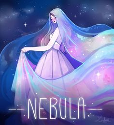 a girl with long white hair is standing in front of the night sky and stars