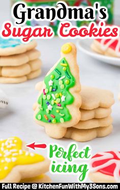 the front cover of grandma's sugar cookies, with an image of a decorated christmas tree