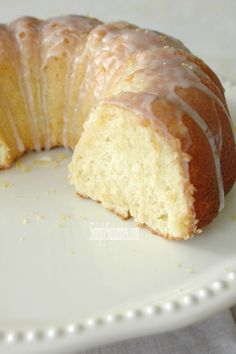 a white plate with a bundt cake on it