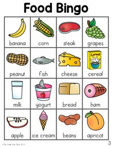 Food Bingo Game by The Kinder Kids | Teachers Pay Teachers Food Bingo, Bingo Cards To Print, Camping Bingo, Bingo Books, Road Trip Bingo, Free Printable Bingo Cards, Bingo Games For Kids, Free Bingo Cards, Food Junk