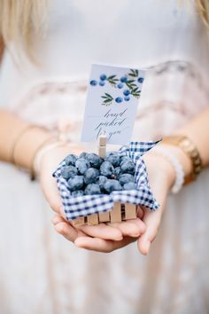 a person holding a basket filled with blueberries