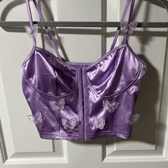 Butterfly Corset Top, Perfect For The Eras Tour!! Dark Purple Concert Outfit, Purple Vaquera Outfits, Purple Concert Top, Purple Going Out Top, Purple Corset Outfit, Concert Outfit Purple, Purple Concert Outfit, Purple Butterfly Top, Butterfly Corset Top