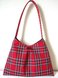 Tartan Shoulder Bag Red & Black Royal Stewart plaid tartan fabric Handbag / Bag / Purse - Handmade in Scotland Clan Tartans, Stewart Plaid, Irish Tartan, Royal Stewart Tartan, Stewart Tartan, Purse Handmade, Fabric Handbags, Polycotton Fabric, Sewing Purses