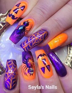 Nagel Stamping, Horror Nails, Holloween Nails, Halloween Nails Easy, Halloween Acrylic Nails, Cute Halloween Nails, Fall Gel Nails, Fancy Nails Designs