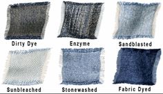 the different types of denim fabric are shown