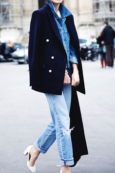 denim Fall Denim Trends, Stylish People, Moda Denim, Mode Tips, Look Jean, Leandra Medine, French Street, Blazer Outfit, Fall Denim