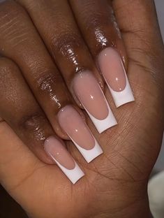 White Tip Acrylic Nails, Acrylic Press On Nails, Nails Salon, White Nail Designs, Pink Acrylic, Press Ons, White French