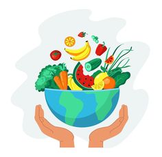 two hands holding a bowl filled with fruits and vegetables