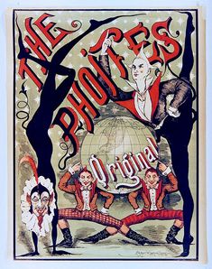 an advertisement for the circus, which is being advertised by people in costume and onlookers