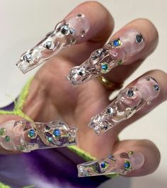 Clear Acrylic Nails, Gothic Nails, Transparent Nails, Long Acrylic Nails Coffin, Clear Nails, Unique Nails, Funky Nails