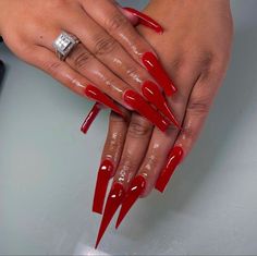 Red Stiletto Nails, Red Manicure, Red Acrylic Nails, Pinterest Page, Stiletto Nails, Nails On Fleek, Nail Tech, Trendy Nails, Red Nails