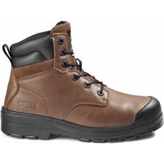 Kodiak Men's Greb 6" Steel Toe Slip Resistant Safety Work Boot -Brown- 4TH4BN On Sale Now! This Item Ships FREE! A tribute to the original Kodiak Greb boot that earned legions of loyal followers a generation ago, our reimagined Greb 6" is lighter, more flexible, and built for the worksite. True to the original, we used premium leather, and for the lining, chose Cambrelle® fabric that wicks away moisture and resists abrasions. To enhance safety, Kodiak steel toe boots feature a composite plate an Hard Working Man, Leather Work Boots, Safety Work, Simple Top, Work Boot, Work Safety, Wicks, Work Boots, Brown Boots