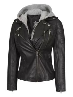 Rev up your style with the Bagheria Black Leather Biker Jacket, featuring a removable hood for versatility. This iconic piece effortlessly combines edginess and comfort, perfect for city streets or outdoor excursions. Specification: 100% Real Lambskin Leather. Internal full lined with soft polyester. Asymmetrical zip closure with removable hood. Four exterior for carrying traveling items. One inner extra pocket for cell phone. Check measurements via size chart for better fit. Winter Leather Hooded Jacket With Zipper Closure, Biker Leather Jacket For Winter, Biker Style Leather Jacket For Winter, Leather Biker Jacket For Winter Urban Adventures, Hooded Leather Biker Jacket For Winter, Winter Hooded Leather Biker Jacket, Fitted Hooded Biker Outerwear, Fitted Biker Outerwear With Hood, Winter Urban Biker Jacket With Zipper Closure