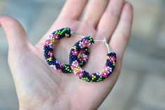 "Matching necklace https://www.etsy.com/listing/523093199 Beaded hoop earrings! They will be a wonderful accessory for any of your style! READY TO SHIP! The diametrs are: 1.5\" (3.8 cm) 1.7 \" (4.3 сm) 1.9 \" (4.8 cm) 2.2 \" (5.5 cm) ❤ CUSTOM ORDERS It is ABSOLUTELY HANDMADE . So if you like this item in a different color or size, send me a message please. I will send you a link for a \"custom order\" and you'll be able to place the order there. Please feel free to communicate with me. SHIPPING Handmade Bohemian Flower Hoop Earrings, Bohemian Flower Shaped Handmade Hoop Earrings, Bohemian Handmade Flower Hoop Earrings, Romantic Embroidery, Embroidery Earrings, Beaded Hoop Earrings, Beaded Hoops, Matching Necklaces, Bohemian Jewelry